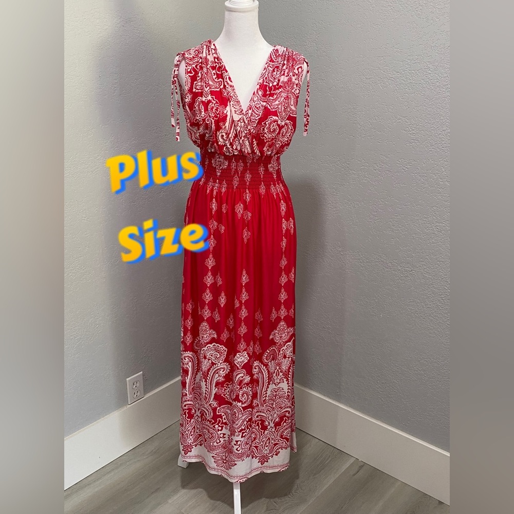 2/$30🌸New Pink White 1x 2x 3x Floral Summer Maxi Dress Long Flattering Forgivin